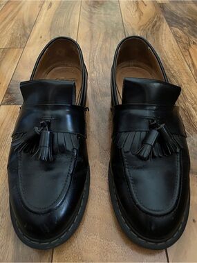 Solovair Black Hi-Shine Tassel Loafers UK9, US10